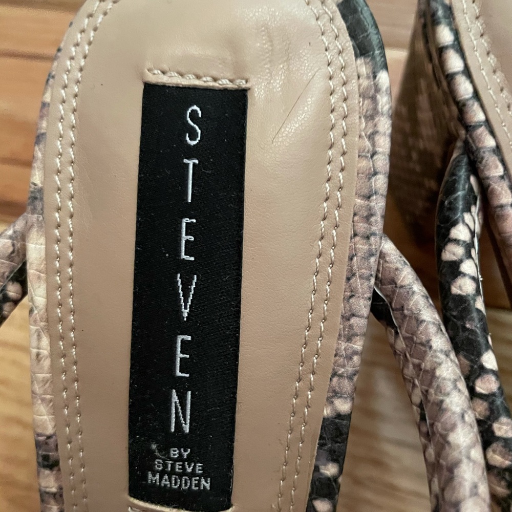 Steven By Steve Madden Python Heeled Sandals Size… - image 3